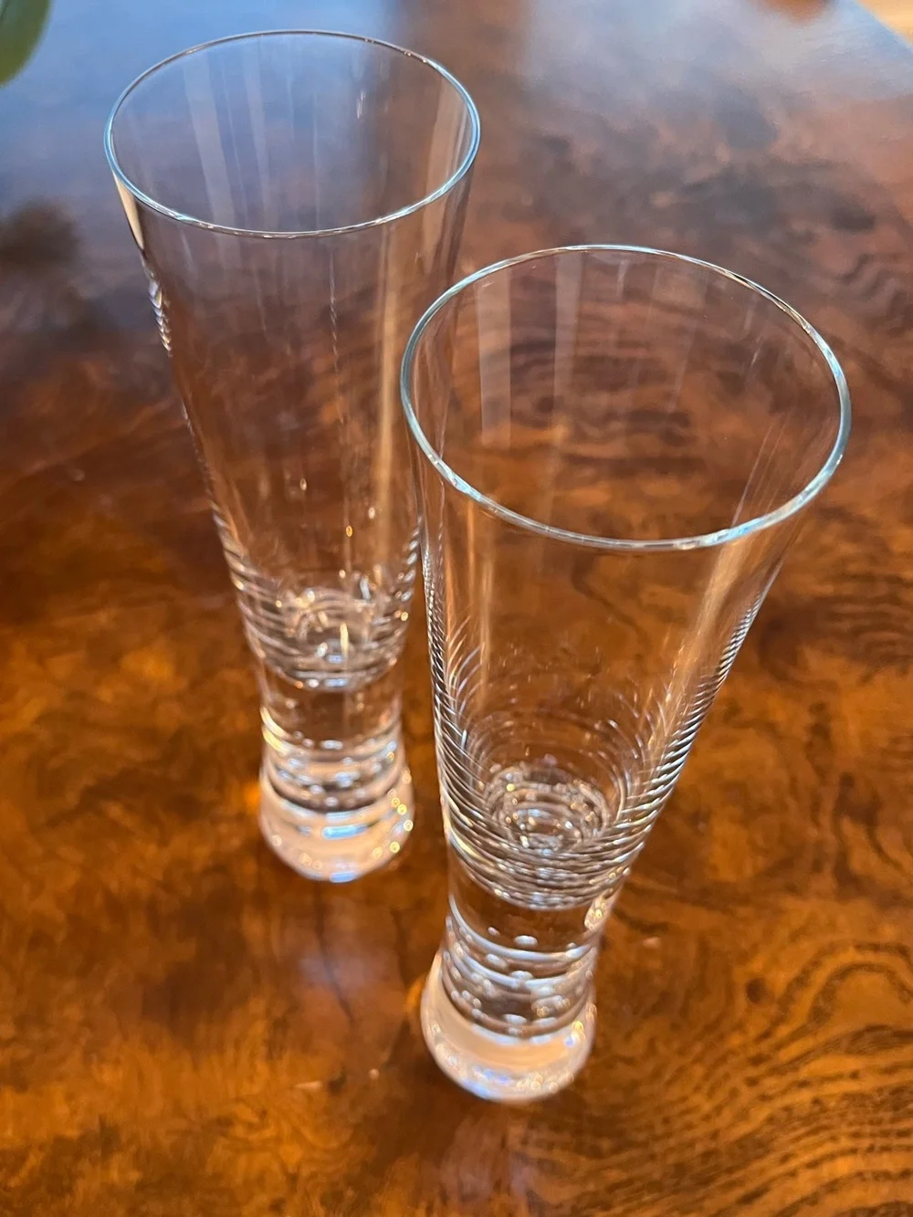 2 Crate&Barrel Clear Glass Champagne Flutes